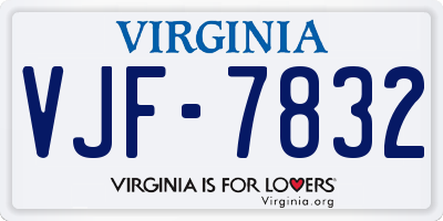 VA license plate VJF7832