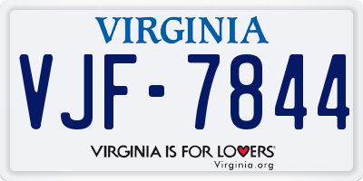 VA license plate VJF7844
