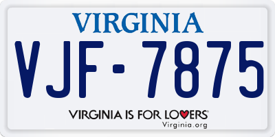 VA license plate VJF7875