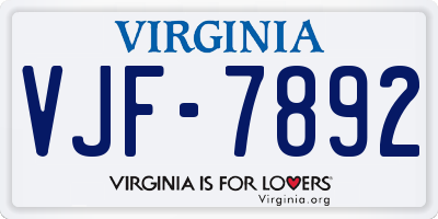 VA license plate VJF7892