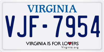 VA license plate VJF7954