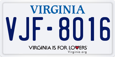 VA license plate VJF8016