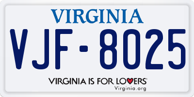 VA license plate VJF8025