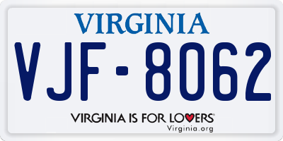 VA license plate VJF8062