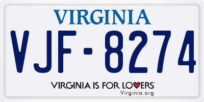 VA license plate VJF8274