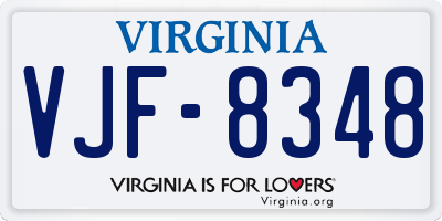 VA license plate VJF8348