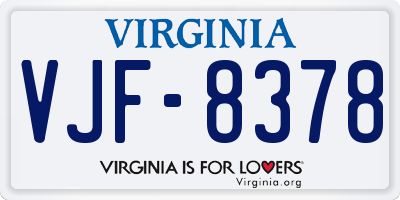 VA license plate VJF8378