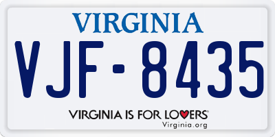 VA license plate VJF8435