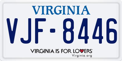 VA license plate VJF8446