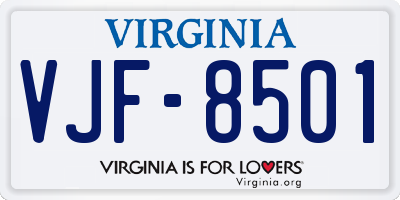 VA license plate VJF8501