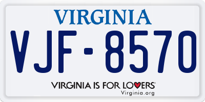 VA license plate VJF8570