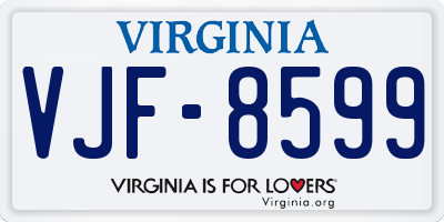 VA license plate VJF8599