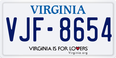 VA license plate VJF8654
