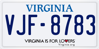 VA license plate VJF8783