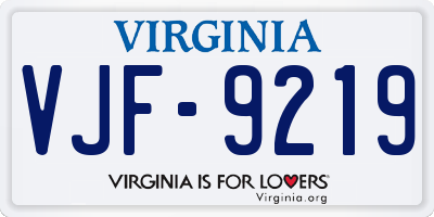 VA license plate VJF9219