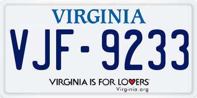 VA license plate VJF9233
