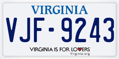VA license plate VJF9243