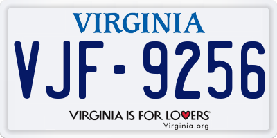 VA license plate VJF9256