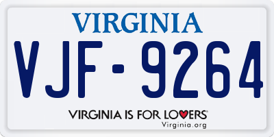 VA license plate VJF9264