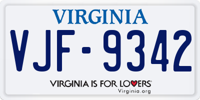 VA license plate VJF9342