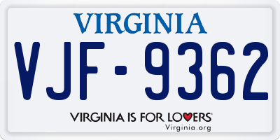 VA license plate VJF9362