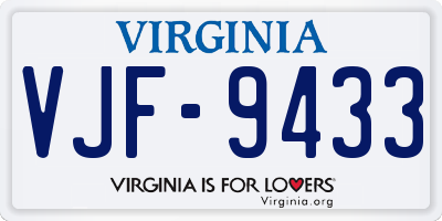 VA license plate VJF9433