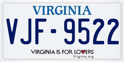 VA license plate VJF9522