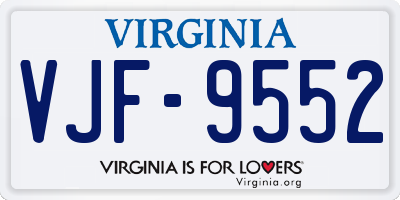 VA license plate VJF9552