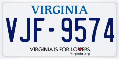 VA license plate VJF9574