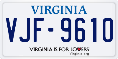 VA license plate VJF9610