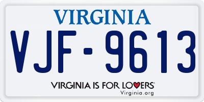 VA license plate VJF9613