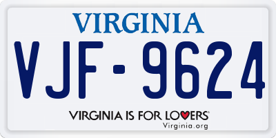 VA license plate VJF9624