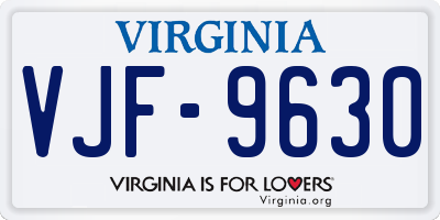 VA license plate VJF9630