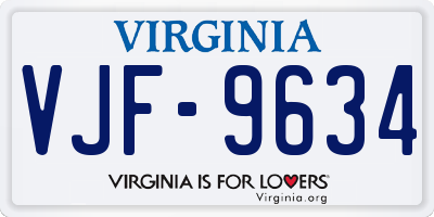 VA license plate VJF9634