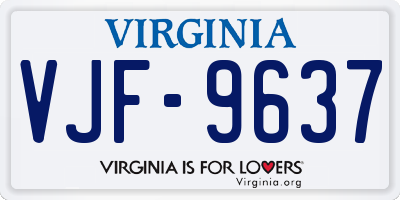 VA license plate VJF9637