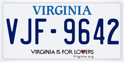 VA license plate VJF9642
