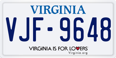 VA license plate VJF9648