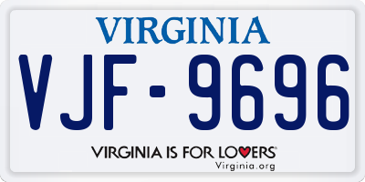 VA license plate VJF9696