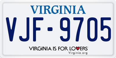 VA license plate VJF9705
