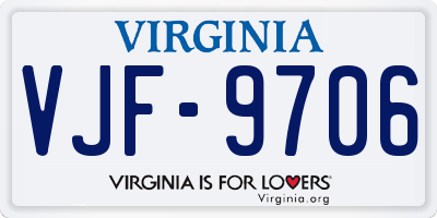 VA license plate VJF9706