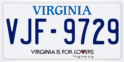 VA license plate VJF9729