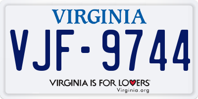 VA license plate VJF9744