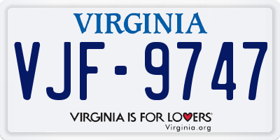 VA license plate VJF9747