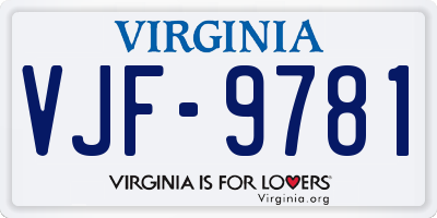 VA license plate VJF9781