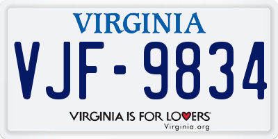 VA license plate VJF9834