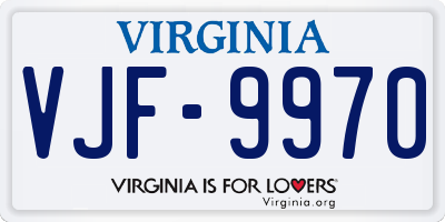 VA license plate VJF9970