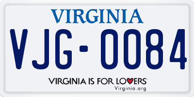 VA license plate VJG0084