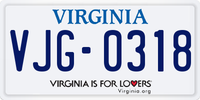 VA license plate VJG0318