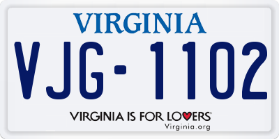 VA license plate VJG1102