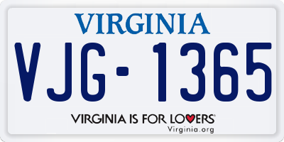 VA license plate VJG1365